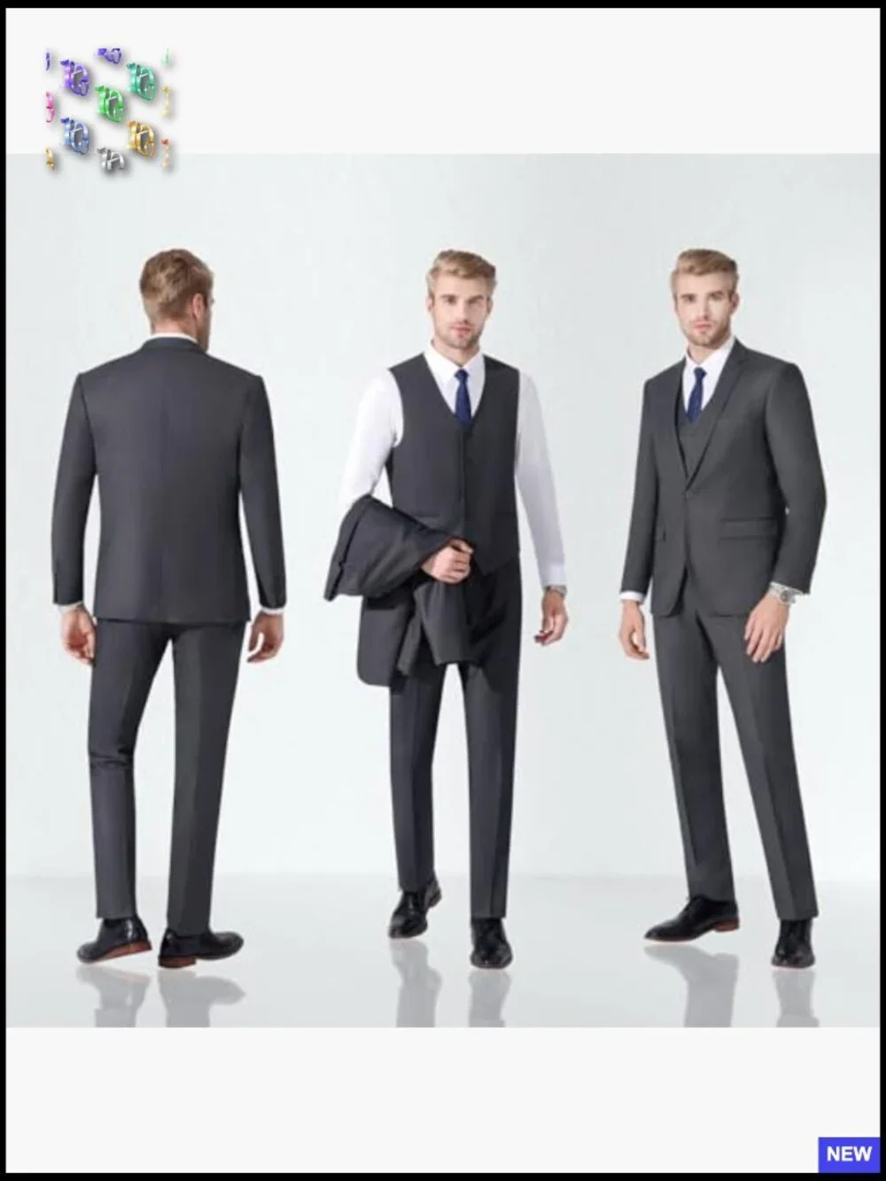 Slim Fit Three Piece Suit Classic Elegant Modern Tuxedo Set One Button